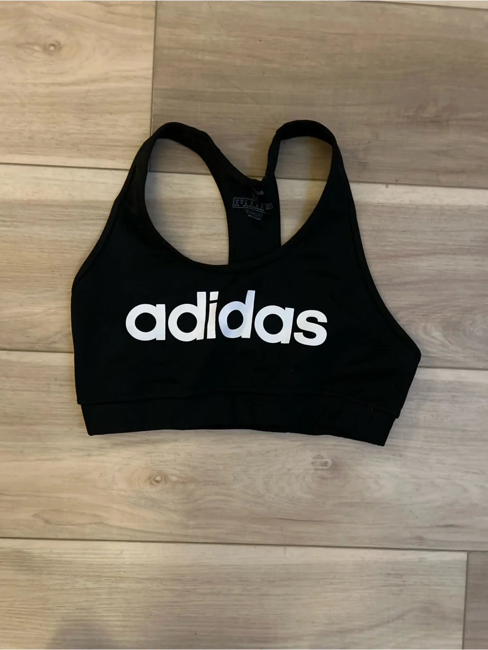 adidas Black Logo Racerback Swim Bikini Top